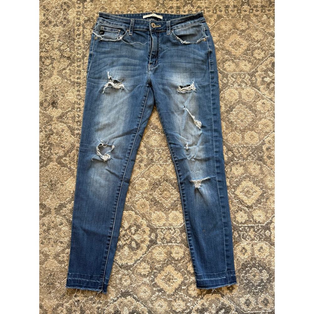 KanCan High Rise Distressed Skinny Ankle Jeans Raw Hem Stretch Women’s Size 28
